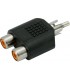 Conector adapatador RCA macho a 2 RCA hembras