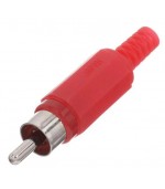 Conector RCA macho cuerpo plástico rojo