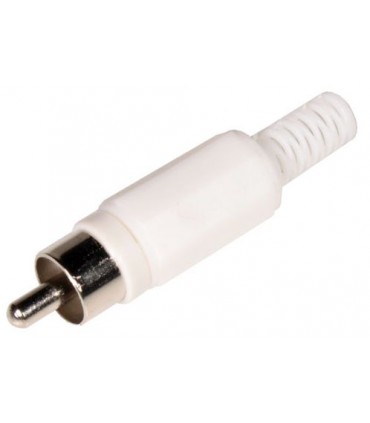 Conector RCA macho cuerpo plástico blanco