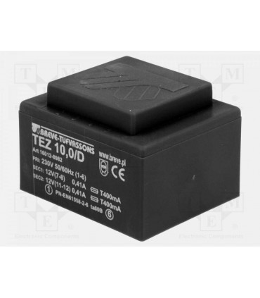 Transformador 1 8VA 230VCA 12V 150mA para PCB