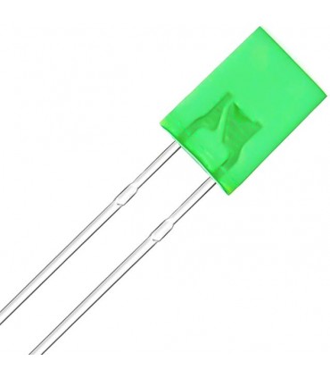 Diodo LED THT Verde difuso rectangular 5x7x2mm