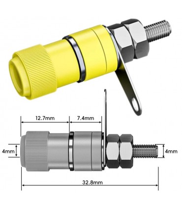 Conector banana hembra chasis amarillo