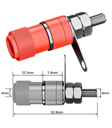Conector banana hembra chasis roja
