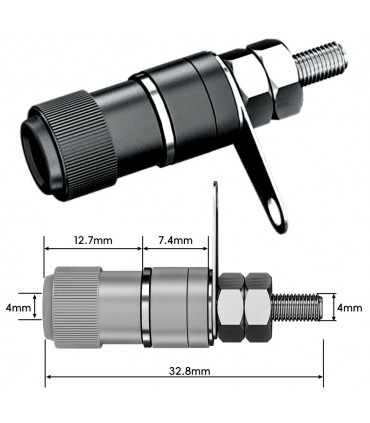 Conector banana 4mm hembra chasis negro