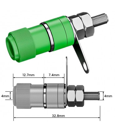Conector banana 4mm hembra chasis verde