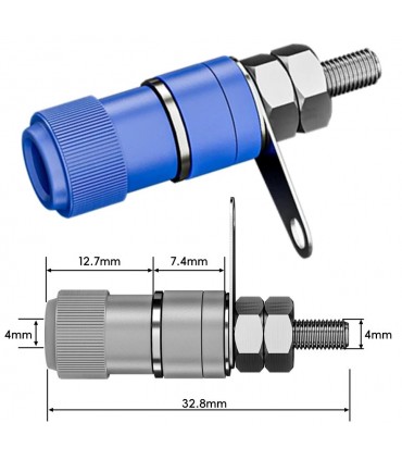 Conector banana 4mm hembra chasis azul