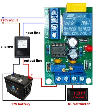 Módulo electrónico control de carga baterias 12V