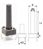 Pulsador tacto 12V-50mA 6x6mm 4 patas L 19mm