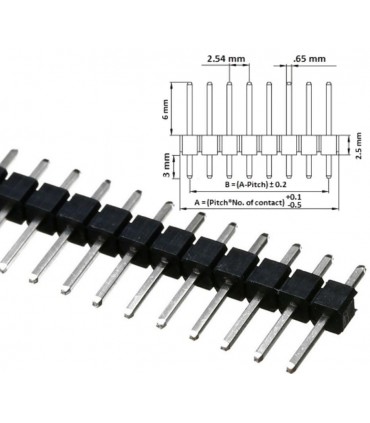 Tira de 40 pines de conexión paso 2 54mm alto 3X6m
