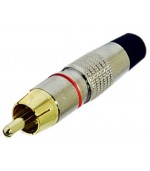 Conector RCA macho dorado anilla roja